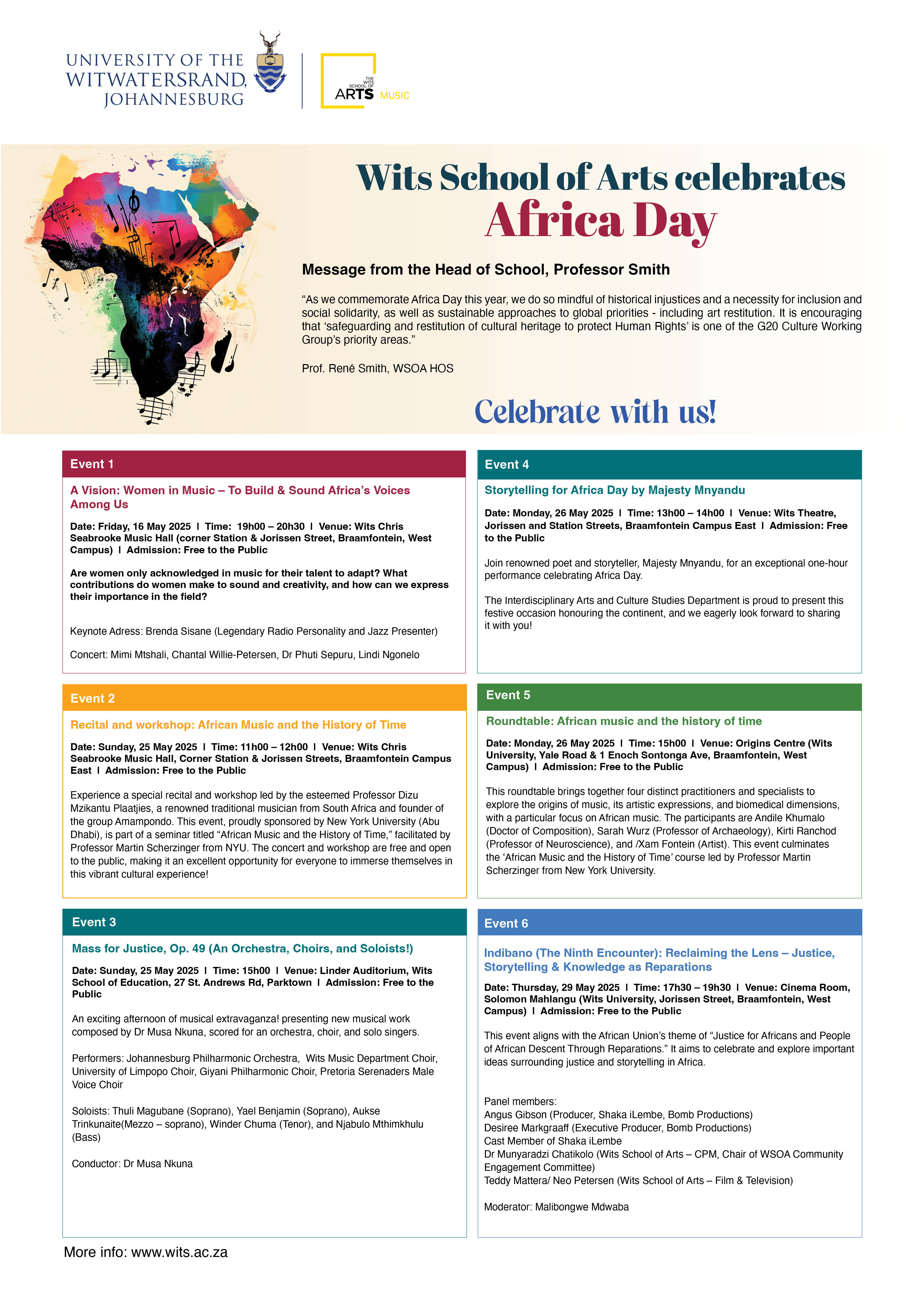 2025 Africa Day programme by the Wits School of Arts